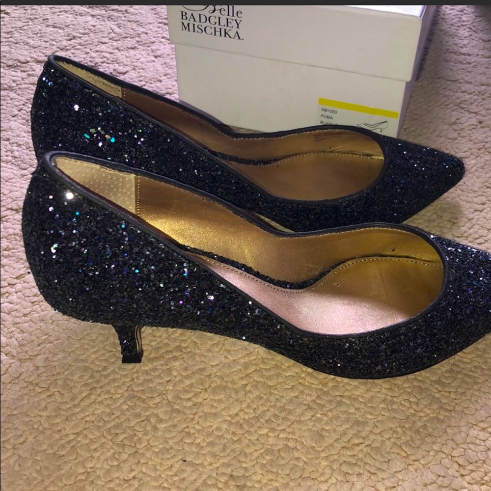 Badgley mischka Navy blue kitten heels